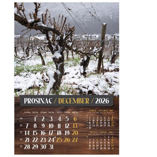  KALENDAR &amp;quot;VINO 2026&amp;quot; 13 LISTOVA, SPIRALA Slike