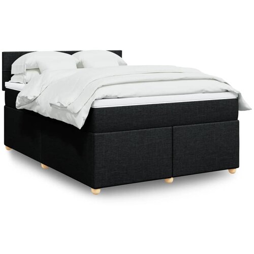 vidaXL Box spring postelja z vzmetnico črna 160x200 cm blago Cene