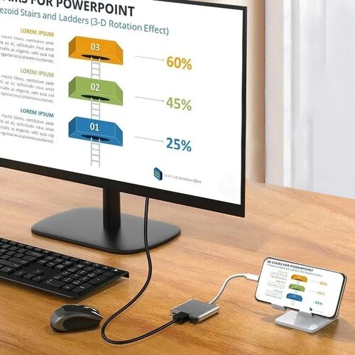 3u1 USB HUB, HDMI+USB-A i USB-C(PD) Slike