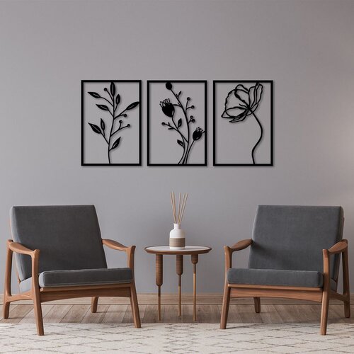 Wallity Zidna dekoracija Flowers-311, Crna Slike