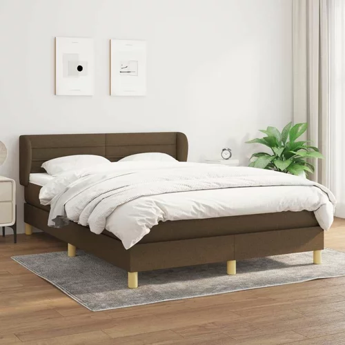  Box spring postelja z vzmetnico temno rjava 140x200 cm blago, (20726639)
