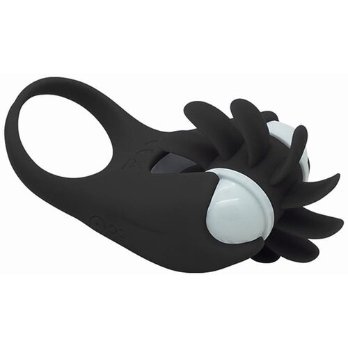 Action Rower Vibrating Ring with Rotating Tongue Black Slike