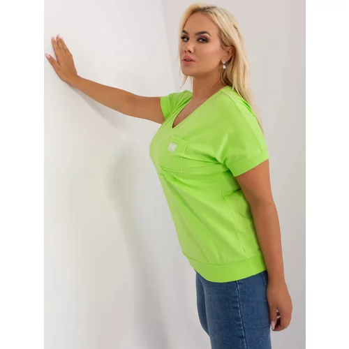 Fashion Hunters Light green women's blouse plus size with pocket