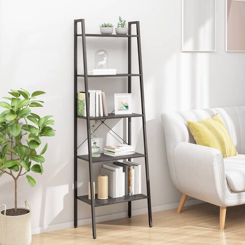 VidaXL 5-nadstropni stoječi regal črn 56x35x174 cm Slike