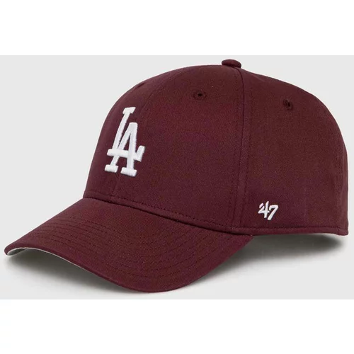 47 Brand Otroška bombažna bejzbolska kapa MLB Los Angeles Dodgers Raised Basic bordo barva, BRAC12CTP