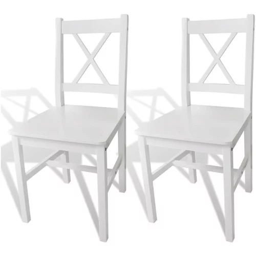  Jedilni stoli 2 kosa beli iz borovine