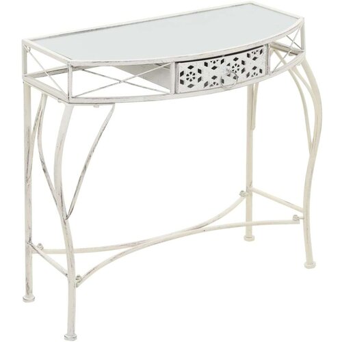  Bočni stolić u francuskom stilu metalni 82 x 39 x 76 cm bijeli Slike