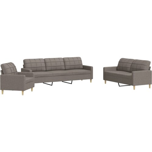 vidaXL Sedežna garnitura 3-delna taupe blago, (21339656) Cene