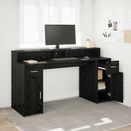  Stol s ladicama Crni hrast 160 x 55 x 91 cm Konstruirano drvo Cene
