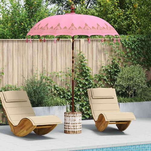 vidaXL balineški parasol ružičasta 180-190 cm pamuk, solidno drvo Cene