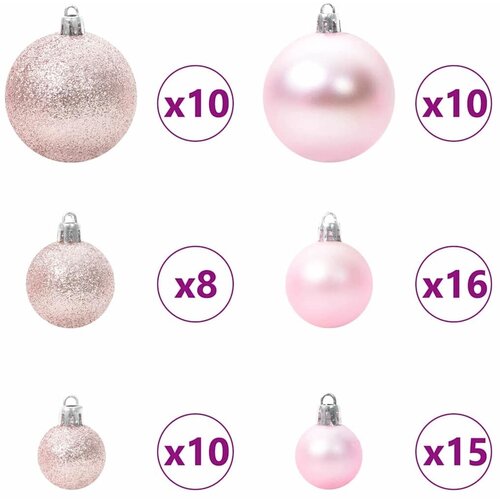  Umjetno Drvo za Božić s &amp;Scaron;i&amp;scaron;arkama Zelena 180 cm - 180 cm s LED-ima i ružičastim kuglicama Slike