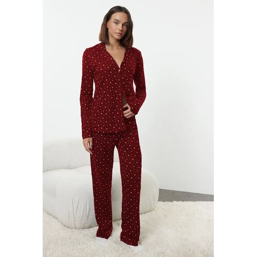 TRENDYOLMILLA Ženski set pidžame Thmaw25Pt00097, Bordo Slike