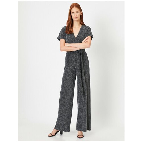 Koton Double Breasted Waist Detailed Wide Long Leg Jumpsuit Slike