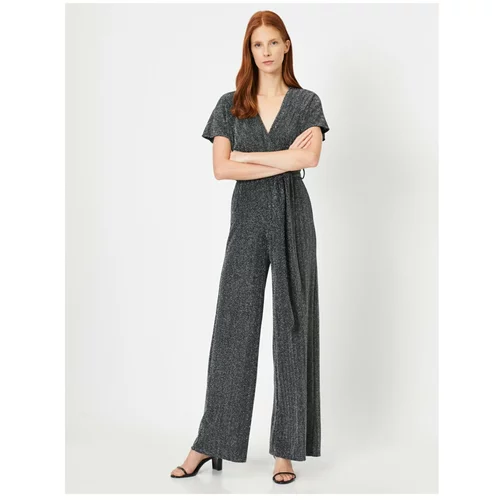 Koton Double Breasted Waist Detailed Wide Long Leg Jumpsuit