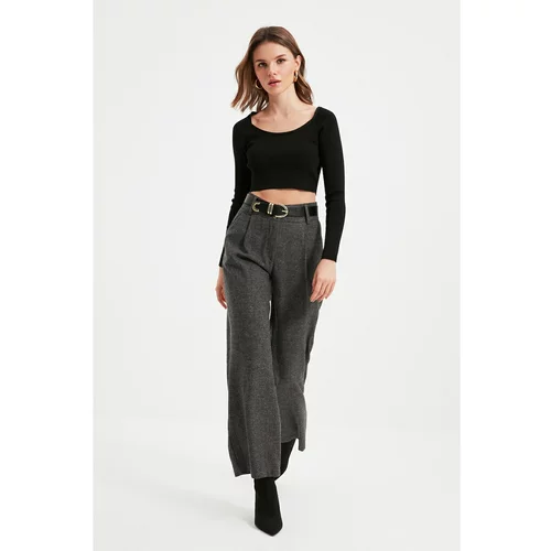 Trendyol Anthracite Petite Wide Leg Trousers