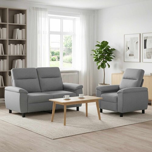  Set sofe 2 pcs Svjetlosiva Tkanina Cene