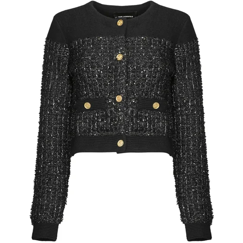 Karl Lagerfeld Telovniki & Jope BOUCLE KNIT CARDIGAN Modra