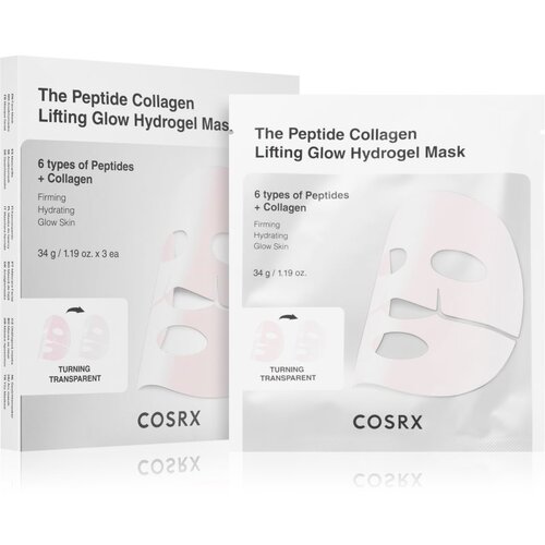 Cosrx The Peptide Collagen Lifting Glow Hydrogel Mask učvrstitvena maska za obraz z vlažilnim učinkom 3x34 g Slike