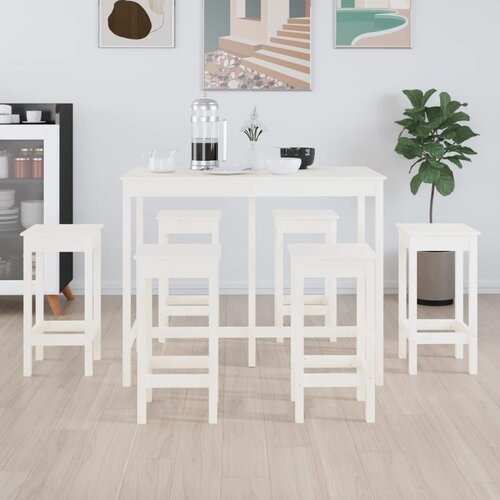 The Living Store Barska garnitura 7-delna bela trdna borovina - Barska Garnitura, (21475824) Cene