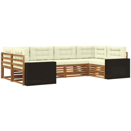  Set vanjskih sofa 6 kom. Prirodna i krem Čvrsto drvo akacije Slike