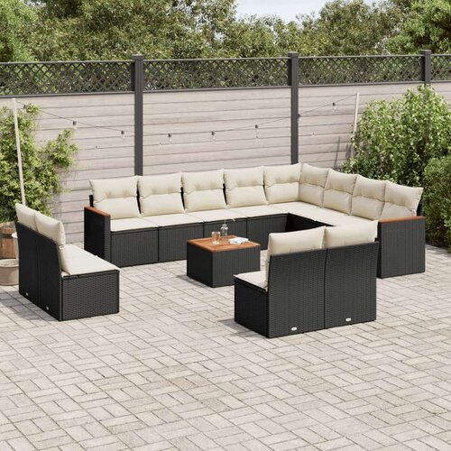 VidaXL 13-dijelni set vrtnih sofa s jastucima poliratan crni Slike