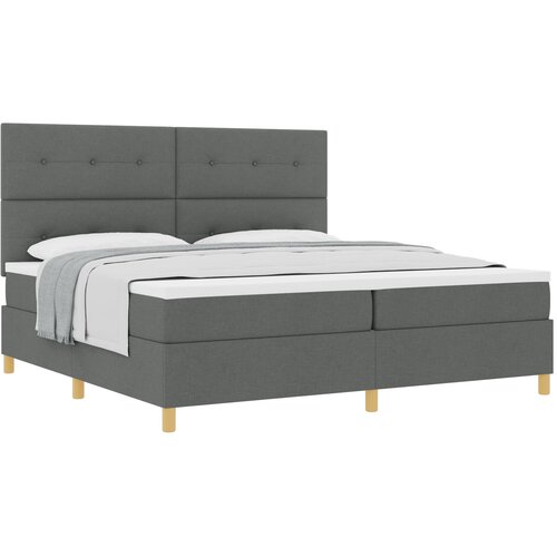 VidaXL Postelja s pomičnim dnom in vzmetnico Temno siva 200x200 cm Tkanina, (22052742) Slike