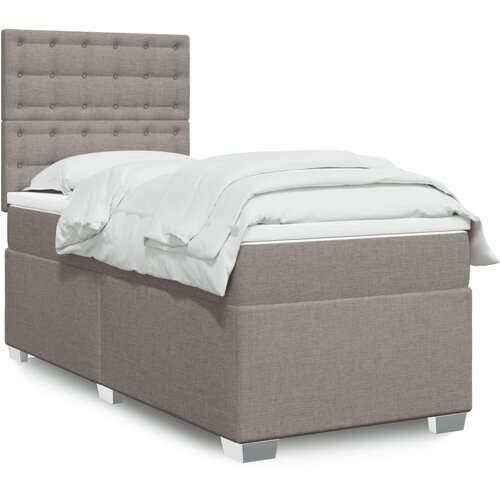 VidaXL Krevet s oprugama i madracem smeđesivi 90x190 cm od tkanine Slike