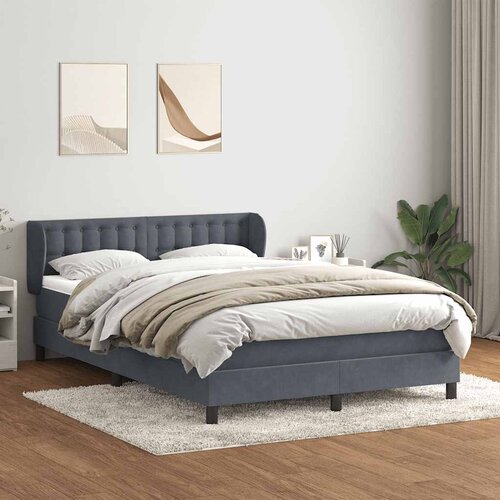 vidaXL Box Spring krevet s madracem tamno sivi 140x220 cm samt Cene