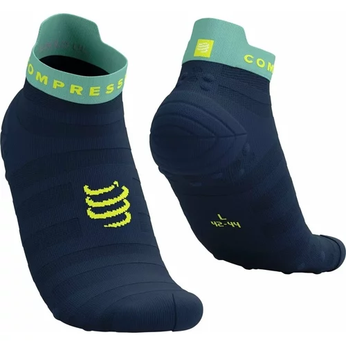 Compressport Pro Racing Socks V4.0 Ultralight Run Low Dress Blues/Eggshell Blue/Green Sheen T3 Čarape za trčanje