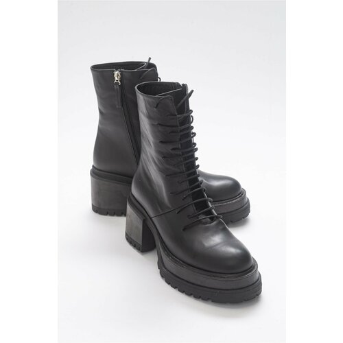 LuviShoes Tatia Black Skin Genuine Leather Women's Boots Slike