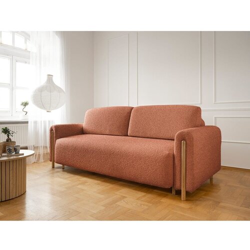 ELTAP Sklopiva/s prostorom za odlaganje sofa od boucl&amp;eacute; tkanine boja terakote 244 cm Arcadova &amp;ndash; Slike