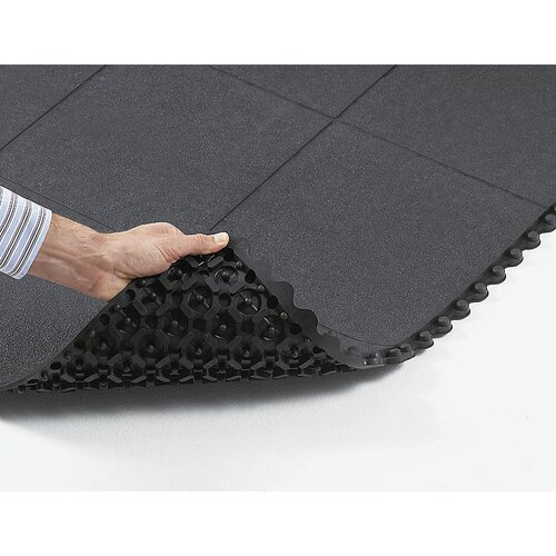 Notrax Sestavljiva podloga Cushion Ease Solid™ NITRILE FR, DxŠxV 910 x 910 x 19 mm, črna guma Cene