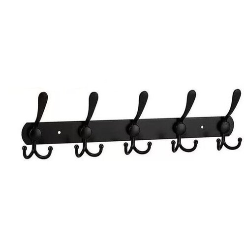 INF Poliran stenski obe&scaron;alnik z 5 kavlji iz nerjavečega jekla, 45cm Black, (5000296501) Cene