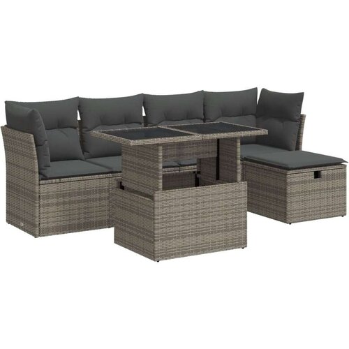 VidaXL 6-dijelni set vrtnih sofa od poliratana s jastucima sivi Slike