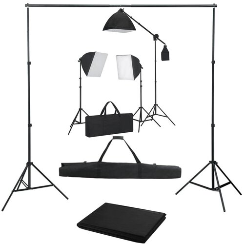 VidaXL Foto studijski komplet s softbox svetilkami in ozadjem Slike