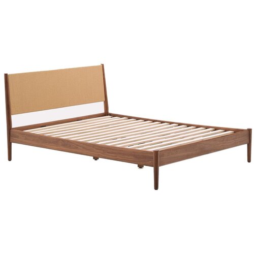 Kave Home Temno rjava zakonska postelja z letvenim dnom 160x200 cm Elan &amp;ndash; Slike