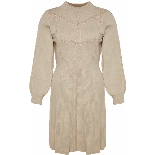 Trendyol Curve Beige Knitted Detailed Sweater Dress