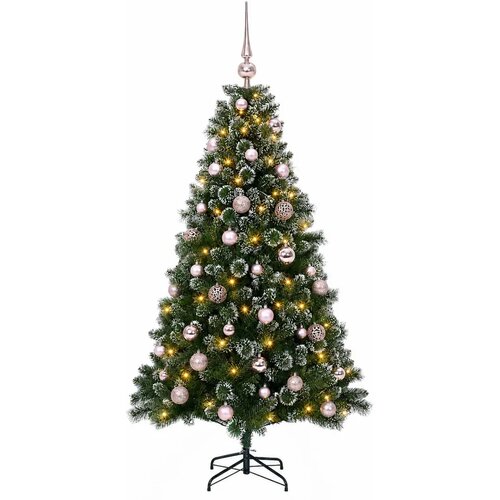  Umjetno božićno drvce s kuglicama 120 cm 150 LED lampica - 120 cm s LED-ima i ružičastim lopticama Slike