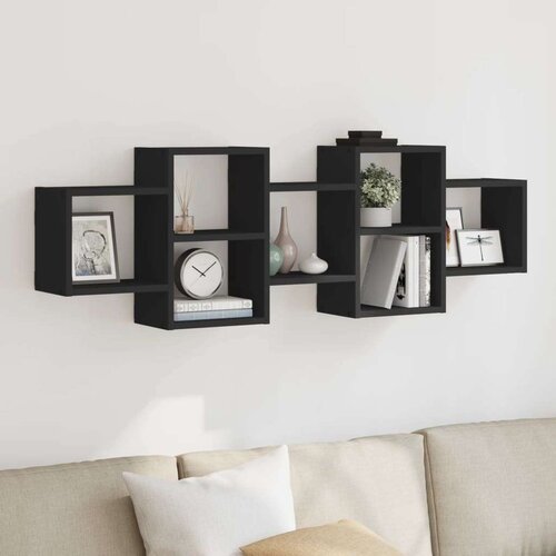 vidaXL Zidna polica crna 129x18x42 cm konstruirano drvo Cene