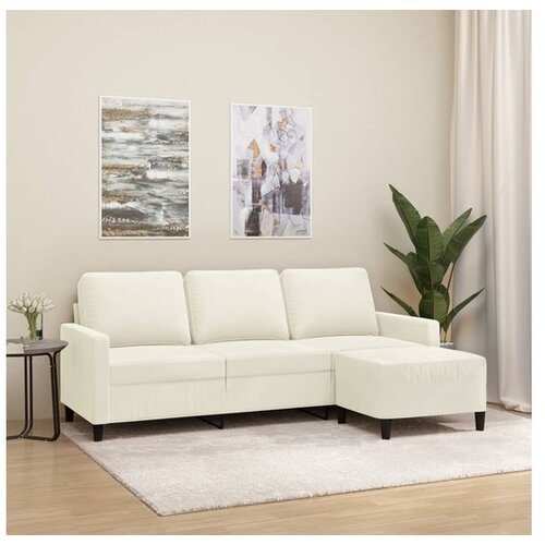 VidaXL Trosjed s tabureom krem 180 cm bar&amp;scaron;unasti Slike