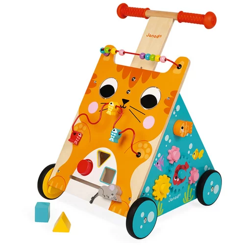 Janod drvena multi-aktivnosna kolica za učenje hodanja i vježbanje motorike cat baby