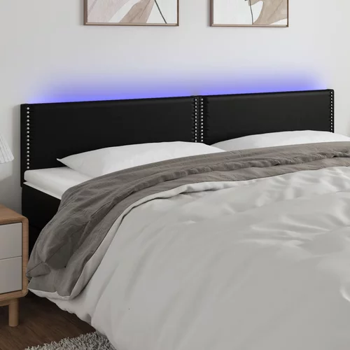 vidaXL LED posteljno vzglavje črno 180x5x78/88 cm umetno usnje