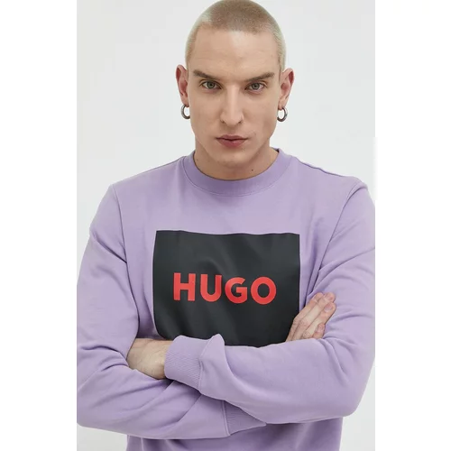Hugo Bombažen pulover moška, vijolična barva