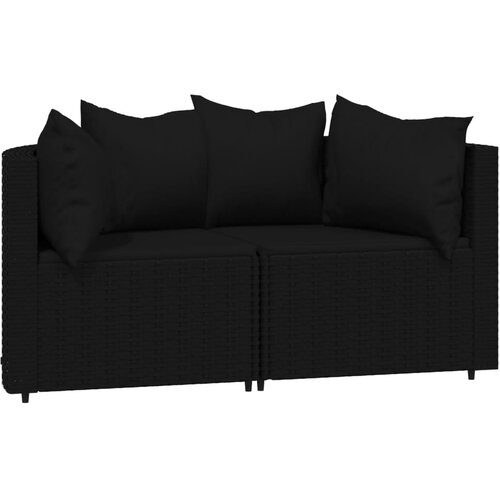 Maison Chic Vrtni kotni kavč - Zunanji kavči z blazinami 2 kosa črn poli ratan, (22040803) Slike