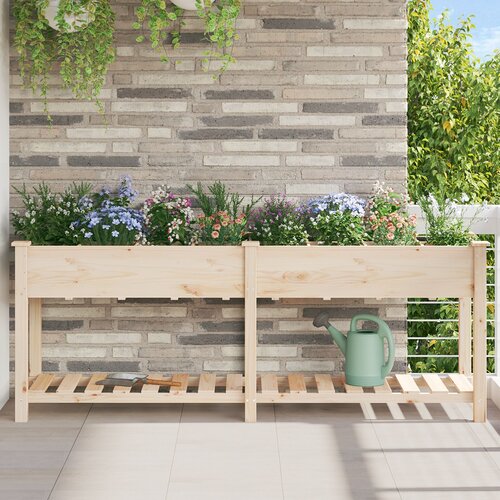vidaXL Korita in sadilniki Naravni les Trden les 203.5 x 53 x 76.5 cm Cene