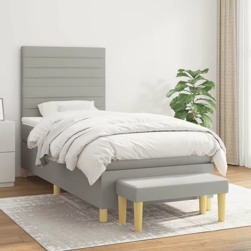 Box spring postelja z vzmetnico svetlo siva 90x190 cm blago, (20900519)