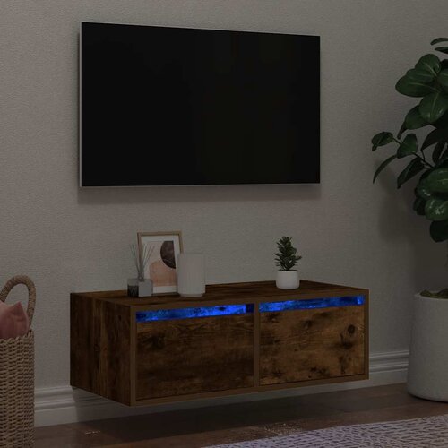 TV ormarić s LED svjetlima boja dimljenog hrasta 75x35,5x25 cm Cene