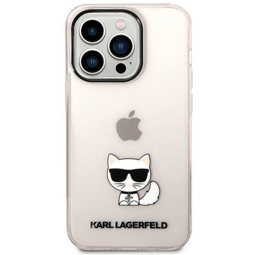 Karl Lagerfeld kLHCP14LCTTRI za&amp;scaron;čita ovitek za iphone 14 pro prozorno roza - choupette logo Slike