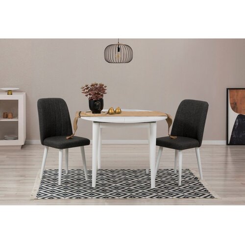 Woody Fashion vina 1053 - white, anthracite whiteanthracite extendable dining table & chairs set (3 pieces) Slike