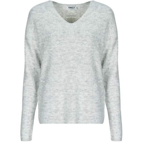 Only Puloverji ONLCAMILLA V-NECK Siva Cene